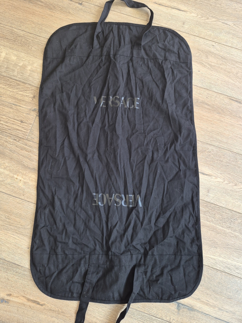 Versace Black Garment Bag - Cotton, Folds Over, Snaps And Zippers New